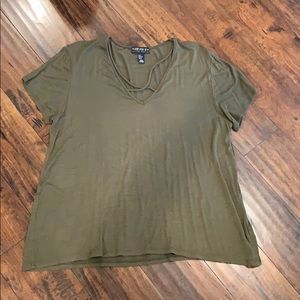 OLIVE GREEN Criss Cross Swing Top